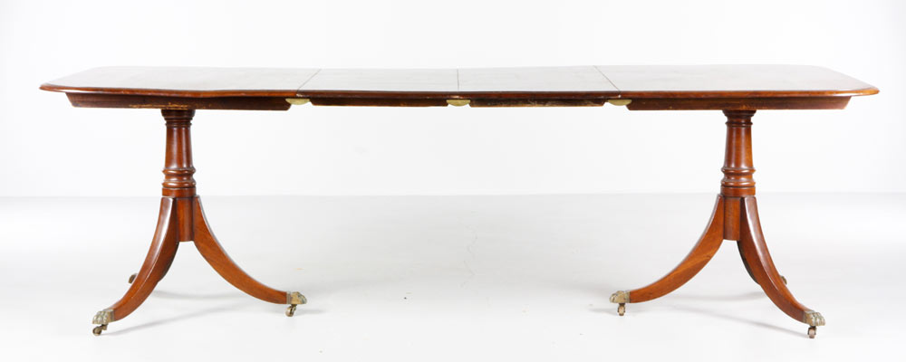 Appraisal: - English Walnut Dining Table English double pedestal dining table