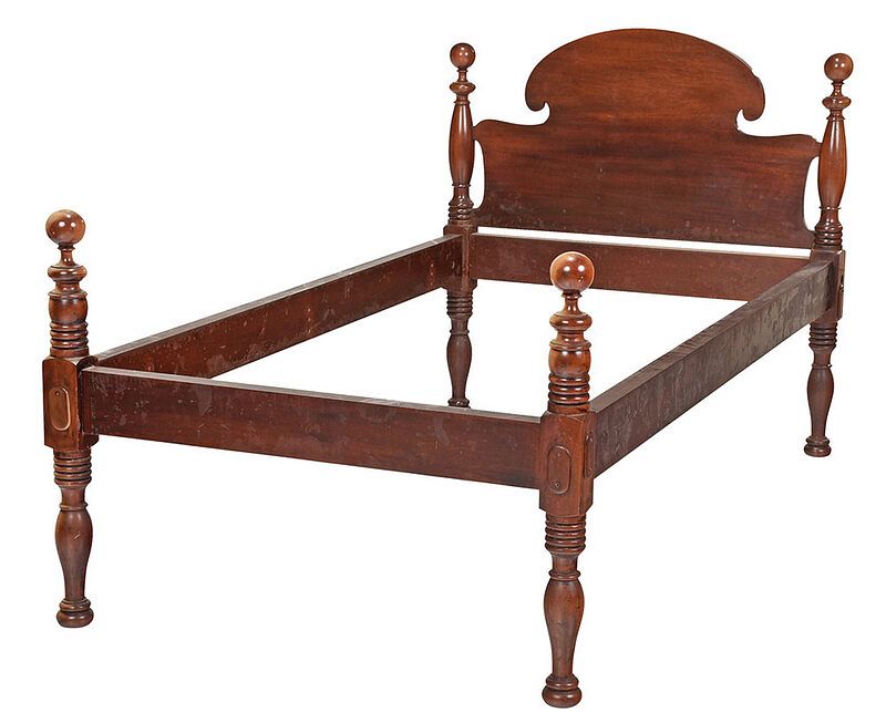 Appraisal: Federal Style Mahogany Twin Bedstead th century with scrolled headboard