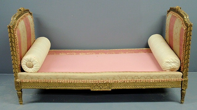 Appraisal: Louis XVI style carved gilt daybed late th c h