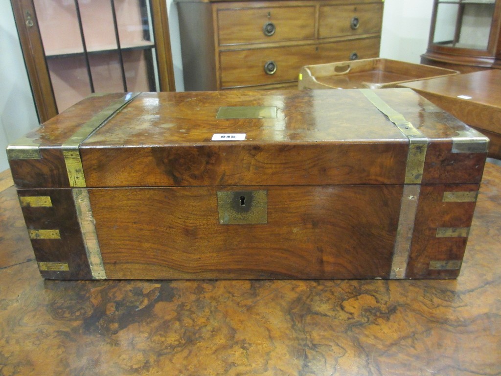 Appraisal: Victorian walnut and brass bound lap desk