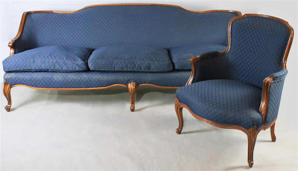 Appraisal: CONTEMPORARY VICTORIAN STYLE SOFA AND ARMCHAIR Victorian style sofa with