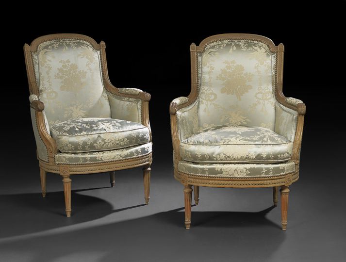 Appraisal: Pair of Louis XVI-Style Beechwood Bergeres third quarter th century