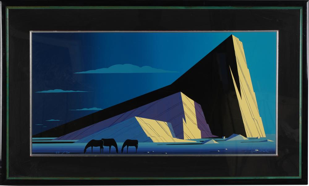 Appraisal: EYVIND EARLE - LANDSCAPE WITH HORSESserigraph signed lower right numbered