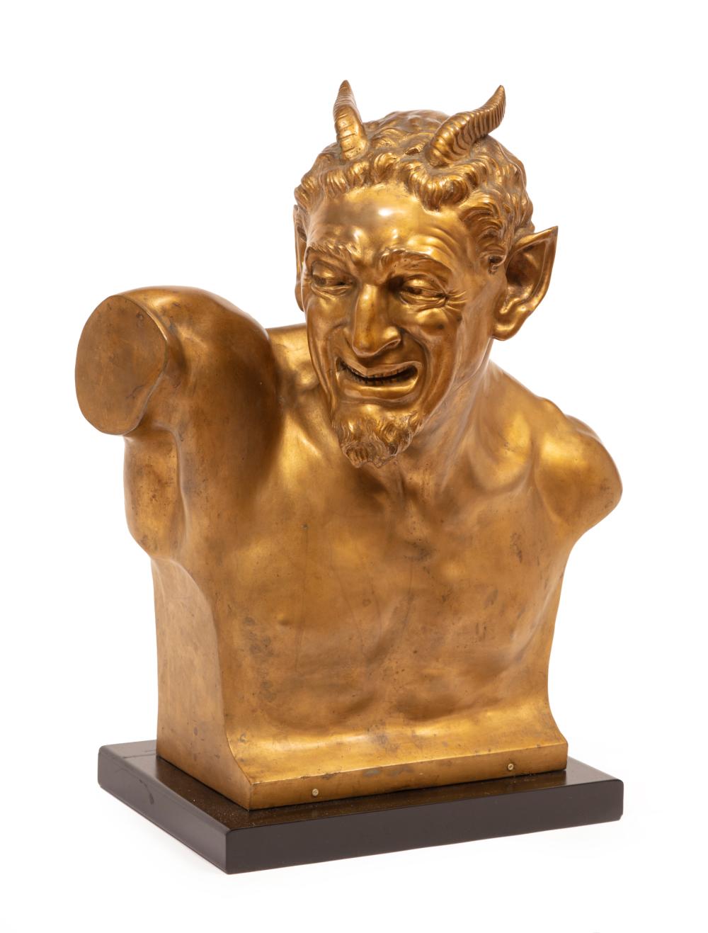 Appraisal: Gilt Bronze Bust of a Satyr after Morelli artist name