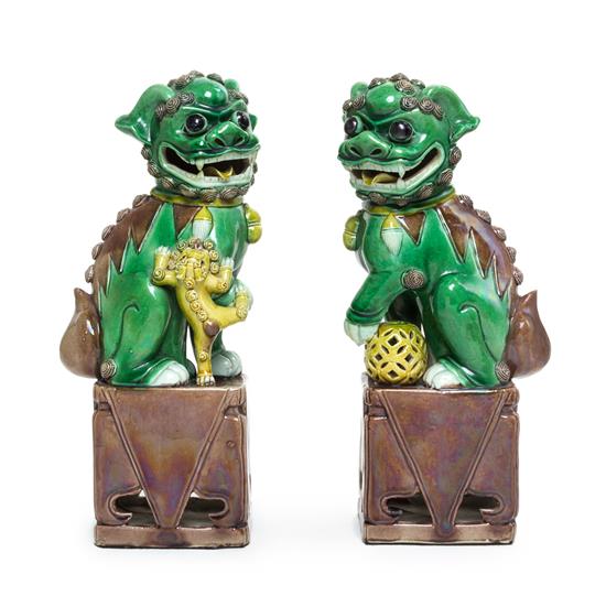 Appraisal: Sale Lot A Pair of Sancai Glazed Porcelain Figure of