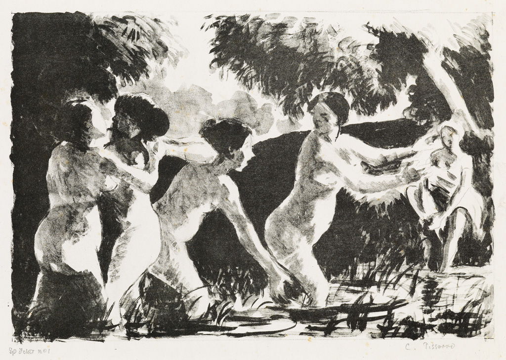 Appraisal: CAMILLE PISSARRO Baigneuses luttant variante Lithograph printed in black and