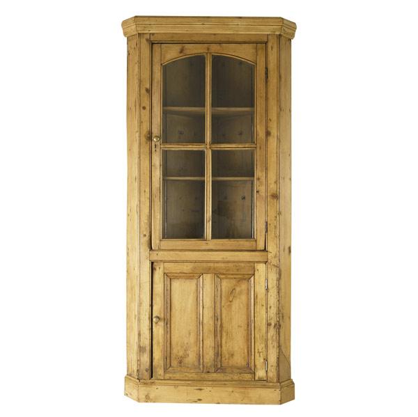 Appraisal: IRISH ONE-PIECE CORNER CUPBOARD Pine ca x