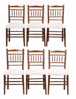 Appraisal: Six American Carved Oak Ring Turned Side Chairs American late