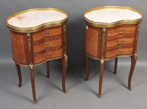 Appraisal: Pair of mid th Century Louis XVI kidney shape tables