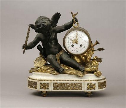 Appraisal: Louis XVI-Style Gilt-Brass Mounted Marble Patinated and Gilt-Metal Mantel Clock