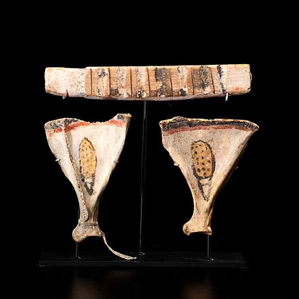 Appraisal: Wilson Tewaquaptewa Hopi Rasp with Two Painted Scapula Strikers wooden