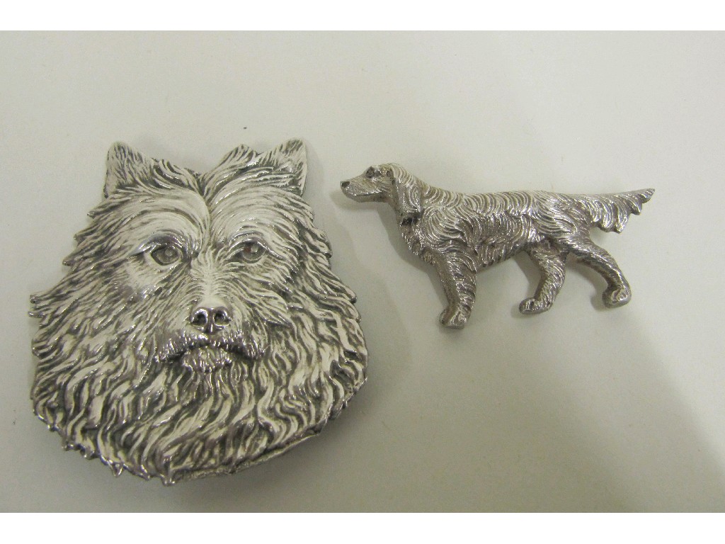 Appraisal: Two silver dog brooches