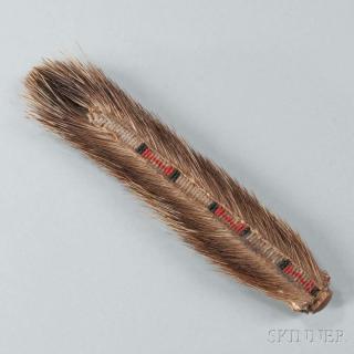 Appraisal: Central Plains Beaded Porcupine Tail Hairbrush c last quarter th