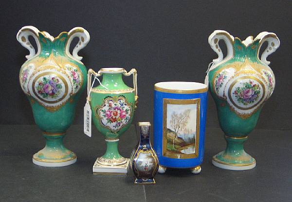 Appraisal: An assembled group of five European porcelain vases th th