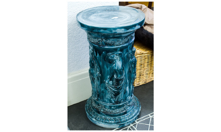 Appraisal: Copeland Ceramic Blue Pedestal c Decorated with semi-clad classical women