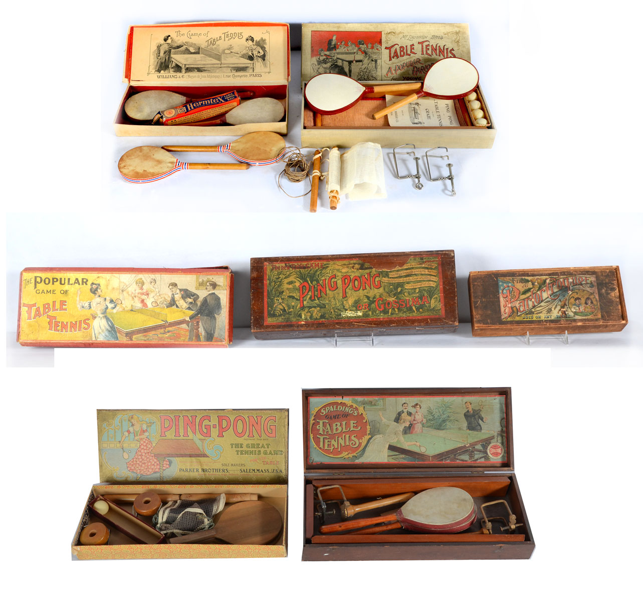 Appraisal: LARGE TABLE TENNIS COLLECTION Comprising - wood cased sets -