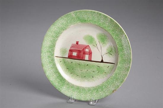 Appraisal: GREEN SPATTERWARE PLATE English st half- th century In the