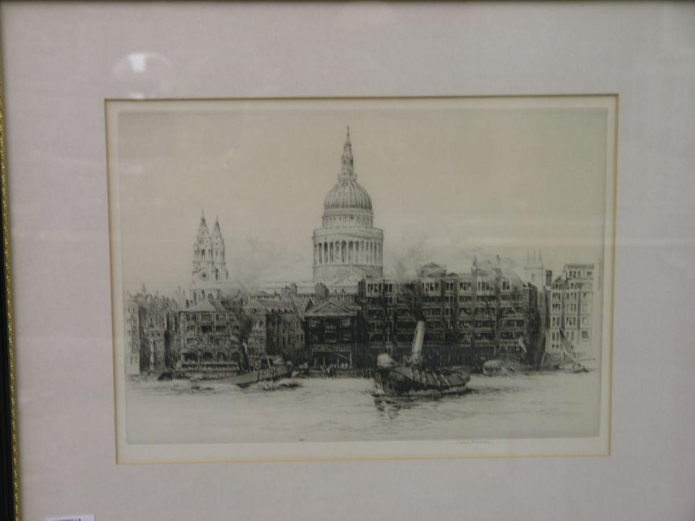 Appraisal: Fred Farrell - monochrome etching a view of London signed