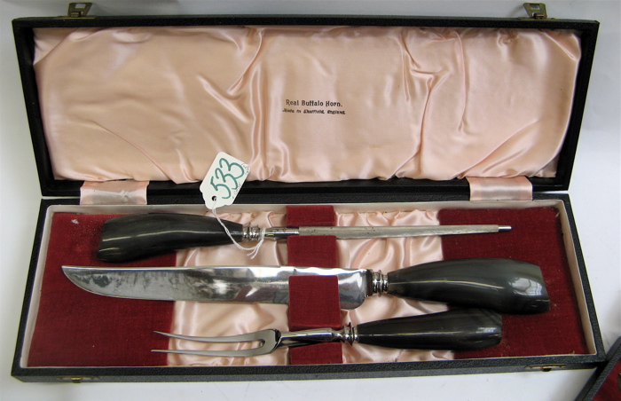 Appraisal: TWO CASED SHEFFIELD ENGLISH CUTLERY SETS styled by Lewis Rose