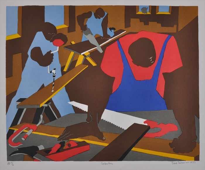 Appraisal: JACOB LAWRENCE - CARPENTERS Offset lithograph in colors x in