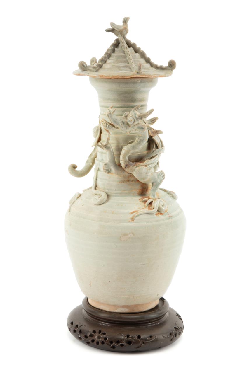 Appraisal: CHINESE YINGQING STYLE COVERED URN Chinese Yingqing style covered urn