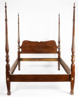 Appraisal: Federal style queen mahogany four post bedstead h Federal style