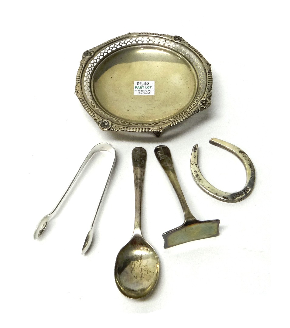 Appraisal: Silver comprising a shaped circular bonbon dish with pierced decoration