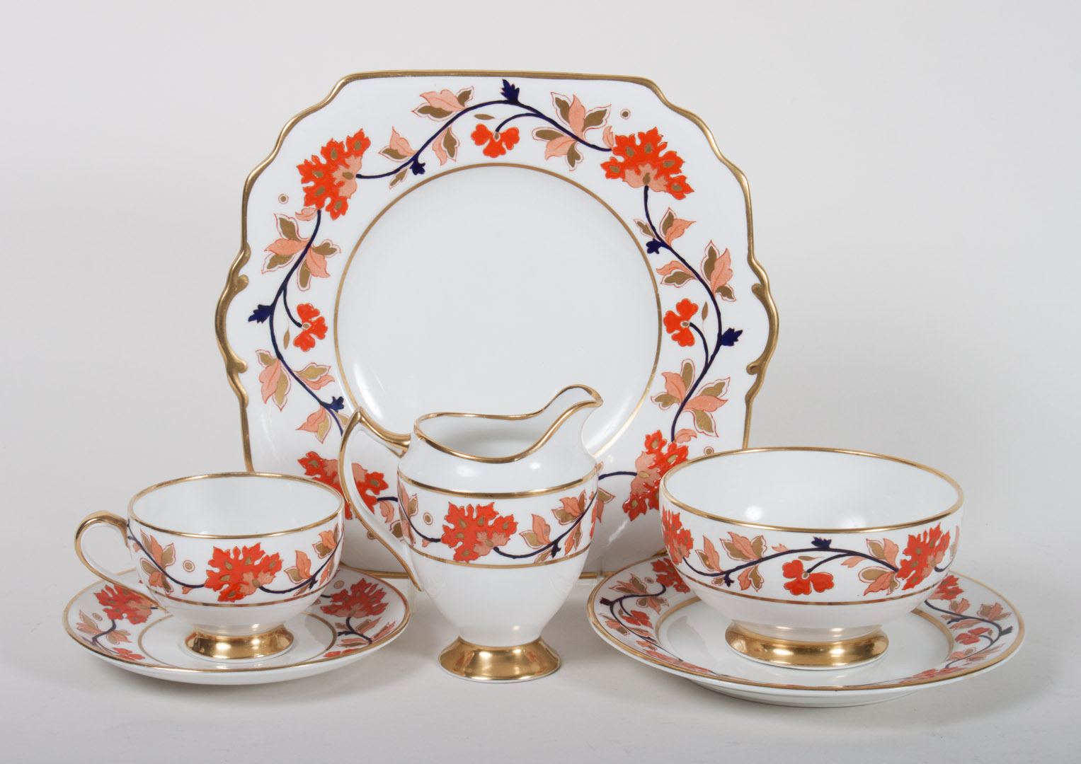 Appraisal: English china partial tea service probably Royal Crown Derby pieces