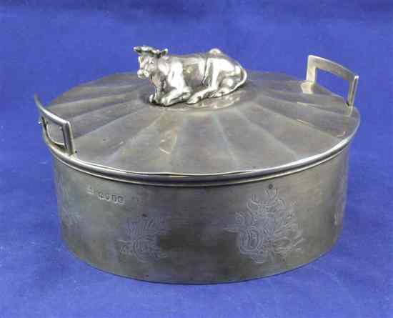 Appraisal: A Victorian silver two handled butter dish and cover by