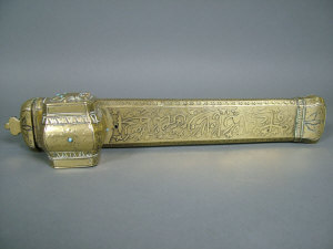 Appraisal: A th century Islamic brass writing case decorated with calligraphy