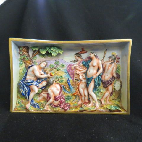 Appraisal: Capodimonte Porcelain Plaque nudes in garden x excellent