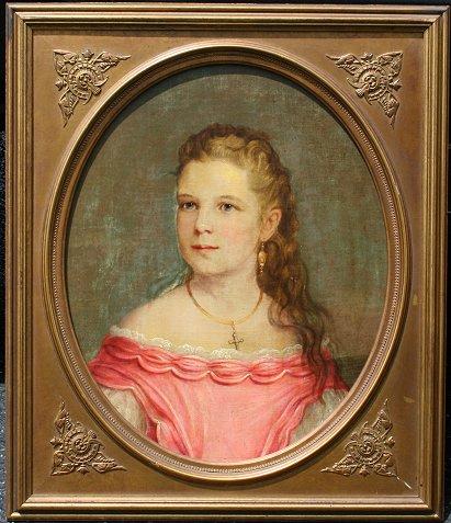 Appraisal: TH C OIL CANVAS PORTRAIT OF YOUNG GIRL From the