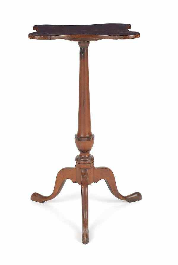 Appraisal: New England Federal cherry candlestand ca with a scalloped top