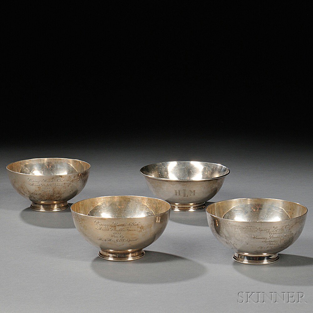 Appraisal: Four American Sterling Silver Revere Bowls three marked for Tiffany