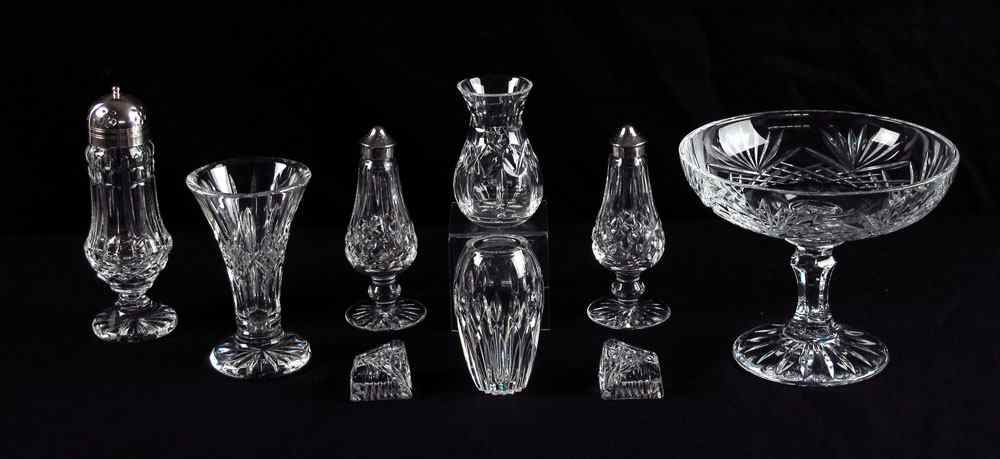 Appraisal: WATERFORD CRYSTAL COLLECTION To include shakers vases compote and place