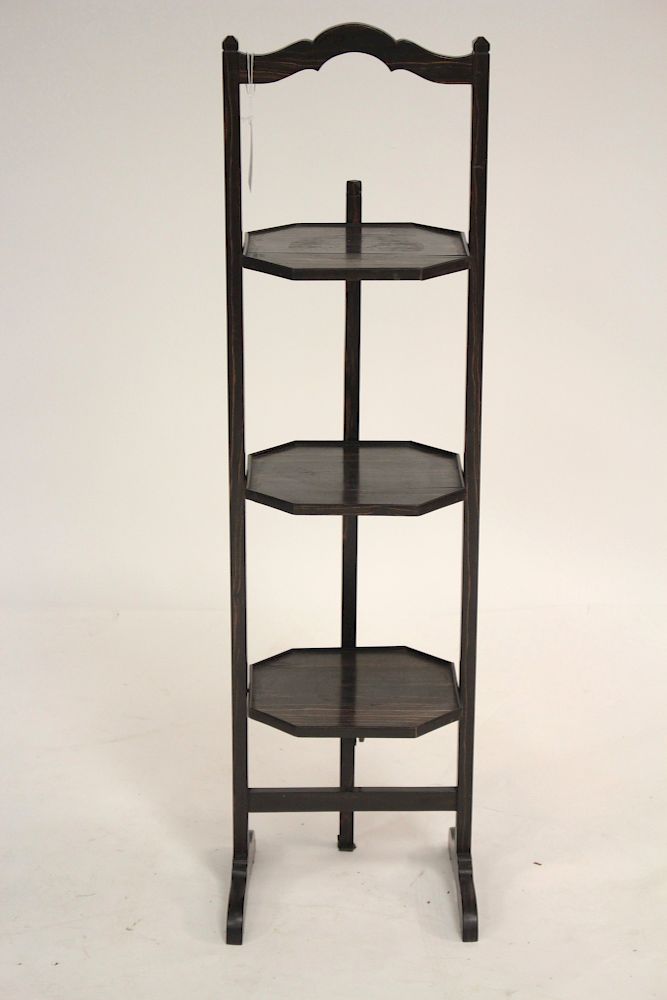 Appraisal: Macassar Ebony Tier Collapsible Plate Stand H x W x