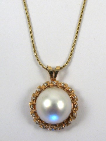 Appraisal: MABE PEARL PENDANT NECKLACE the pendant set with a mm