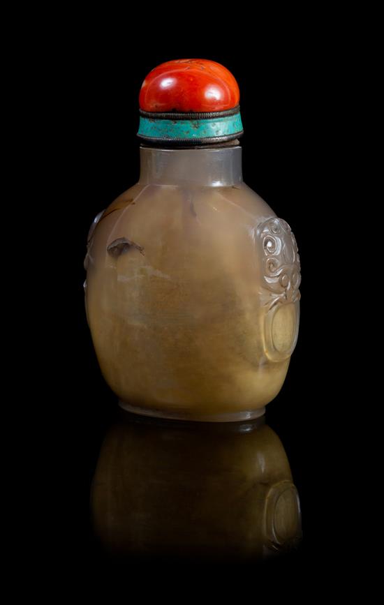 Appraisal: Sale Lot A Large Agate Snuff Bottle the semi-translucent stone