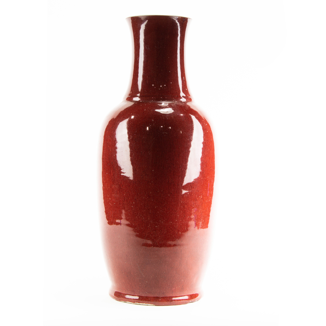 Appraisal: LARGE CHINESE OXBLOOD GLAZE VASE Large Chinese oxblood glaze vase