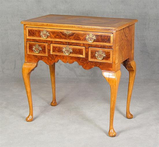 Appraisal: English Queen Anne Style Lowboy th Century Maple and walnut