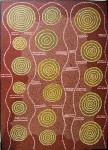 Appraisal: MINNIE NAPANAGKA ICONOGRAPHIC OIL ON CANVAS Australian aborigine th century