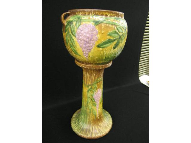 Appraisal: Roseville Wisteria Art Pottery Jardiniere Pedestal tall diameter a scarce