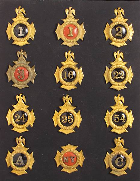 Appraisal: A group of post-Civil War New York militia cap plates