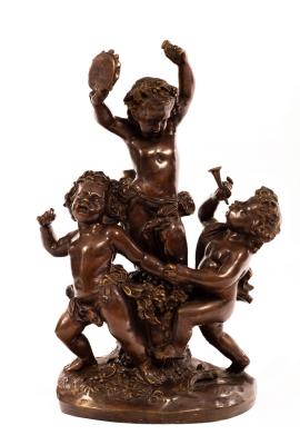 Appraisal: A large French bronze Bacchus group of three putti the