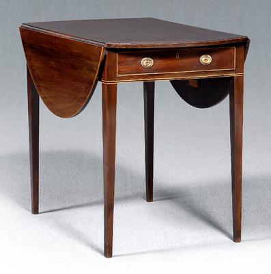 Appraisal: Hepplewhite inlaid Pembroke table mahogany oval top with two drop