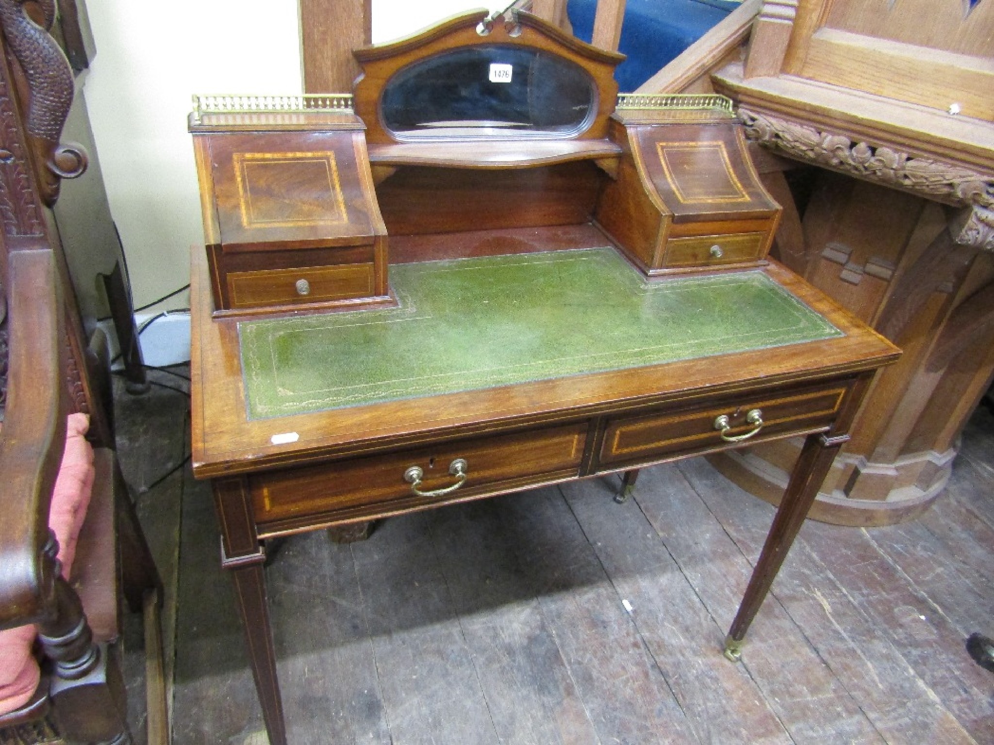 Appraisal: An inlaid Edwardian mahogany ladies writing desk the base enclosed