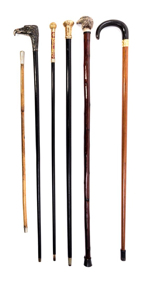 Appraisal: Sale Lot A Collection of Five Victorian Walking Sticks and