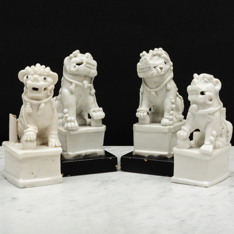 Appraisal: Group of Four Blanc de Chine Porcelain Buddhistic Lions Unmarked