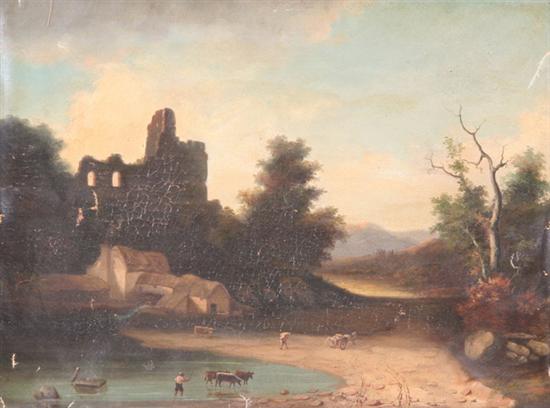 Appraisal: CONTINENTAL SCHOOL th century RUINS oil on canvas - Unframed