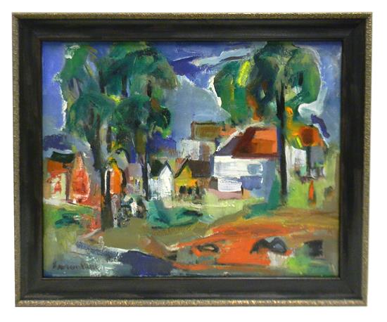 Appraisal: Marion Huse American - Village Landscape oil on canvas signed